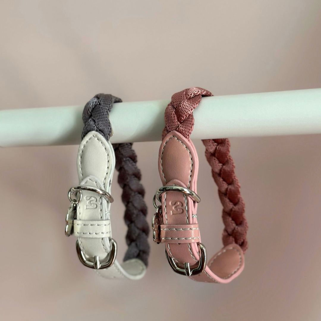 Braid Dog Collar - Petal